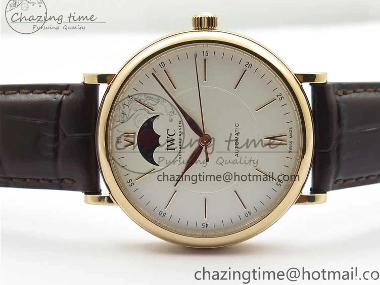 MIROTIME 0415 Stylish Portofino IW459402 RG MKS 1:1 Best Edition White Dial on Brown Leather Strap Miyota 7084